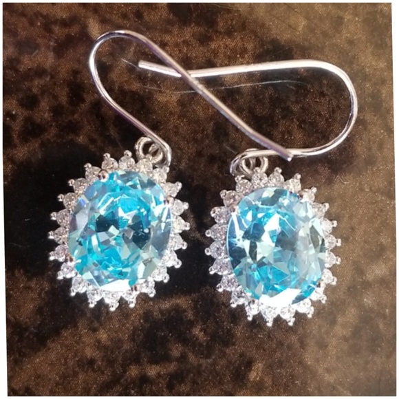 Genuine 6ct Swiss Blue Topaz Earrings 1.10